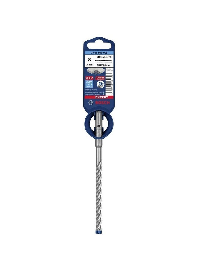 BOSCH Expert SDS Plus-7X Concrete Hammer Drill Bit Silver 8 x 165 mm JE2 608 900 088  - Image 2