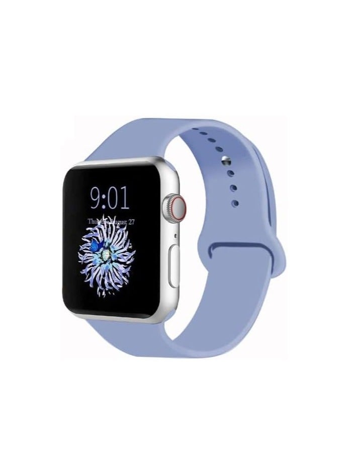 Soft Silicone Breathable Strap for iWatch Series 8 7 6 5 4 3 2 1 SE Ultra 42/44/45/49mm - Light Blue - Image 2