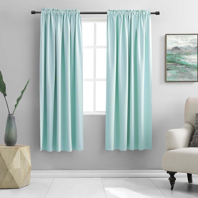 Aqua Color Blackout Curtains for Bedroom 63 Inch Length Room Darkening Thermal Insulated Rod Pocket Curtains for Kids Room42 x 63 Inches Long1 Pair