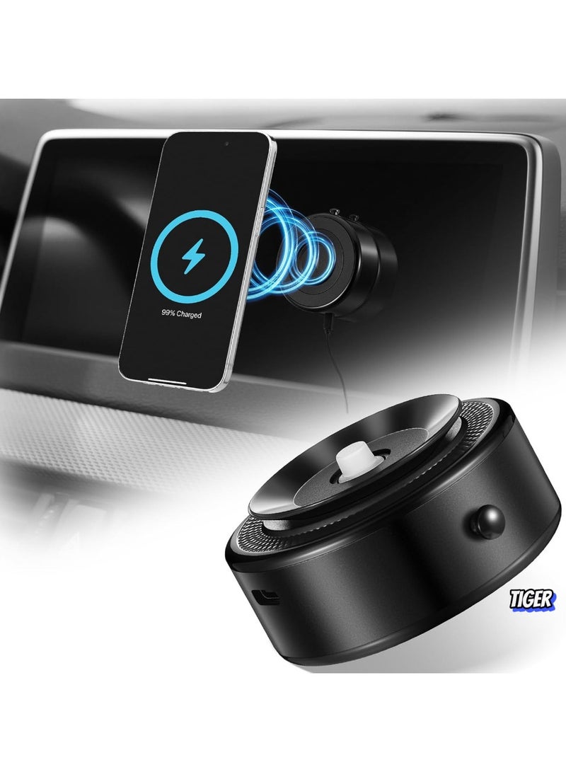 TIGER Vacuum Suction Magnetic Car Phone Holder – 2.5 x 0.8 Inch Rechargeable Suction Mount, 360° Rotatable, Compatible with iPhone 12/13/14/15, Universal Cell Phone Magnet Mount - Image 1