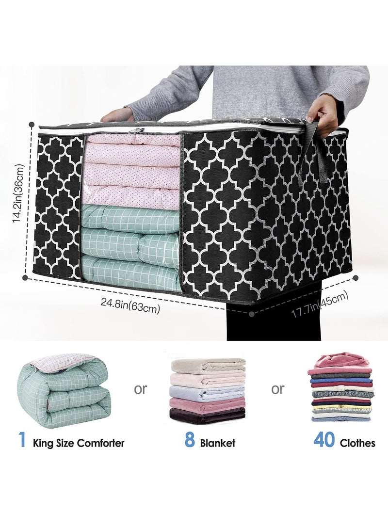 عام 90 لتر حقيبة تخزين كبيرة ، مع بطانية الملابس الانتهاء من تخزين الحاويات ، 3 مجموعات من خزانة الملابس الانتهاء من الجهاز و طوي الملابس تخزين مربع لتخزين الملابس والبطانيات ، لحاف ، وسادة ، لحاف - Image 3