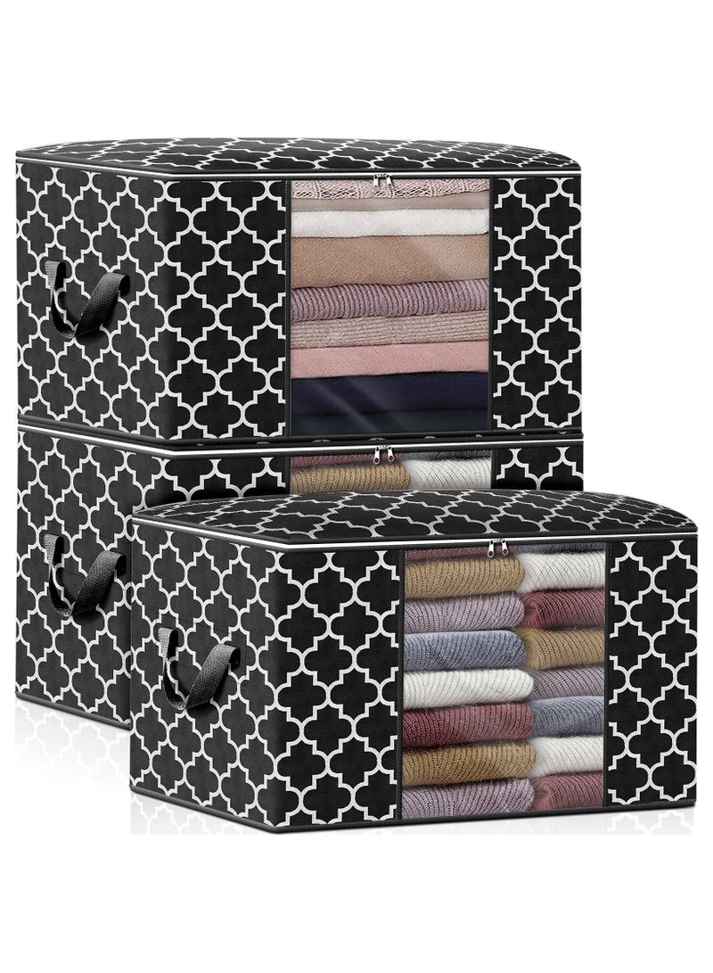 عام 90 لتر حقيبة تخزين كبيرة ، مع بطانية الملابس الانتهاء من تخزين الحاويات ، 3 مجموعات من خزانة الملابس الانتهاء من الجهاز و طوي الملابس تخزين مربع لتخزين الملابس والبطانيات ، لحاف ، وسادة ، لحاف - Image 1