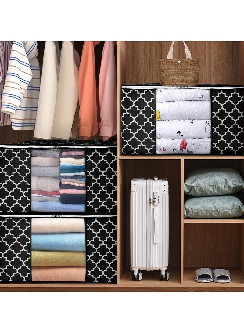 عام 90 لتر حقيبة تخزين كبيرة ، مع بطانية الملابس الانتهاء من تخزين الحاويات ، 3 مجموعات من خزانة الملابس الانتهاء من الجهاز و طوي الملابس تخزين مربع لتخزين الملابس والبطانيات ، لحاف ، وسادة ، لحاف - Image 5