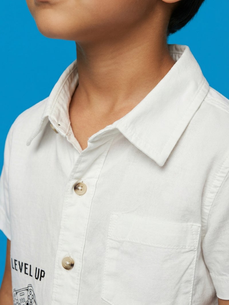 نوتيناتي Nautinati Boys' 100% Cotton Woven Gaming Graphic Print Shirt - Image 3