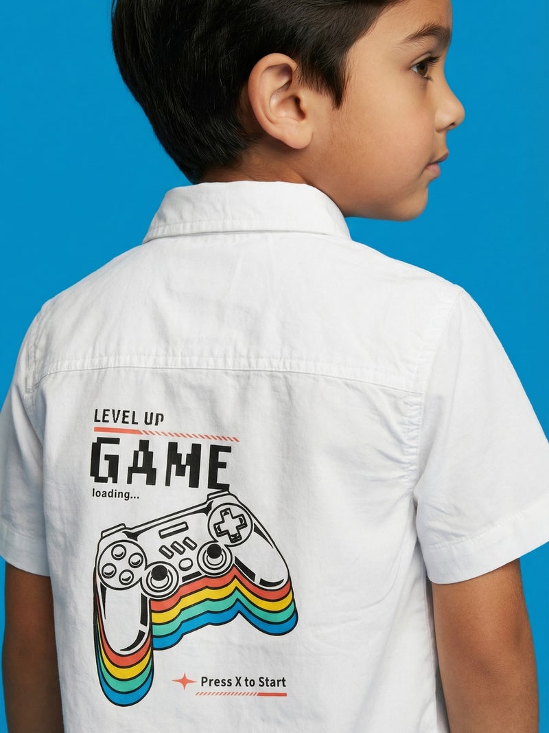 نوتيناتي Nautinati Boys' 100% Cotton Woven Gaming Graphic Print Shirt - Image 4