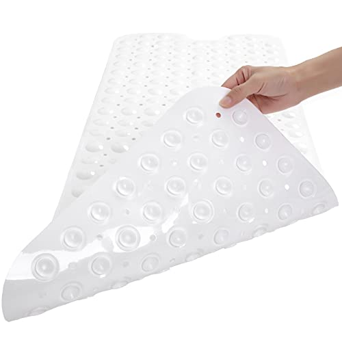 Linoows Bathtub and Shower Mats, Extra Long Non-Slip Bath Tub Mat 39 x 16 Inch, Machine Washable Bathmat with Suction Cups & Drain Holes for Bathroom Floor, White - Image 2