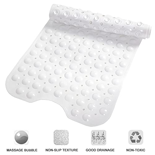 Linoows Bathtub and Shower Mats, Extra Long Non-Slip Bath Tub Mat 39 x 16 Inch, Machine Washable Bathmat with Suction Cups & Drain Holes for Bathroom Floor, White - Image 5