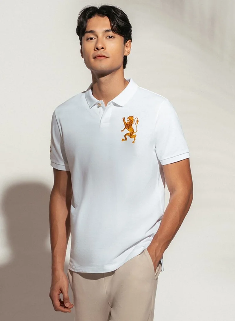 Men’s Slim Fit 3D Lion CNY Lycra Pique Polo