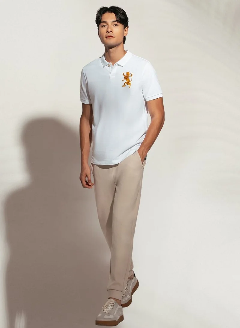 جيوردانو بولو رجالي بقصة ضيقة مطبوع عليه أسد صيني من الليكرا بيكيه