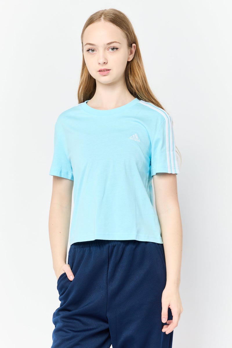 Adidas Women Sportswear Fit Short Sleeve Training T-Shirt, Sky Blue  - Image 1