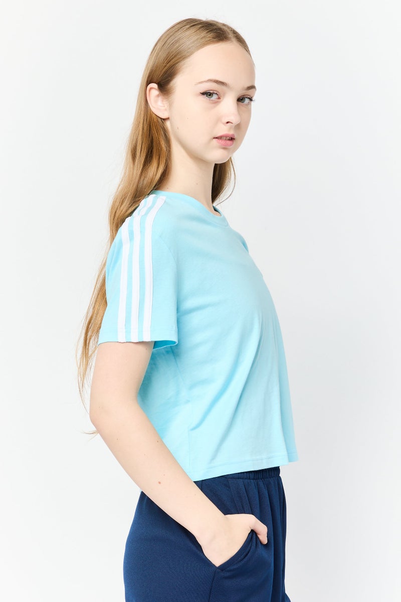 Adidas Women Sportswear Fit Short Sleeve Training T-Shirt, Sky Blue  - Image 4