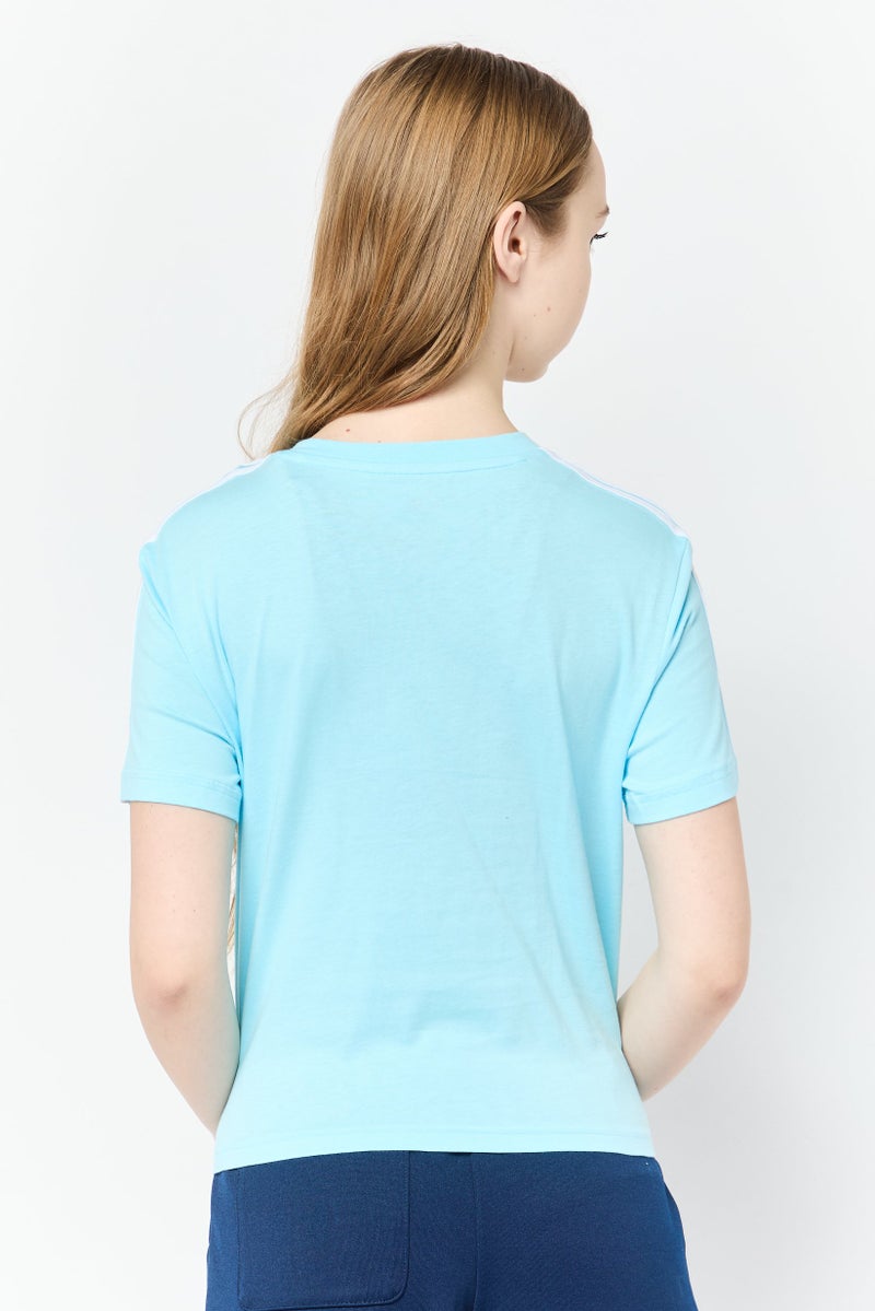 Adidas Women Sportswear Fit Short Sleeve Training T-Shirt, Sky Blue  - Image 3