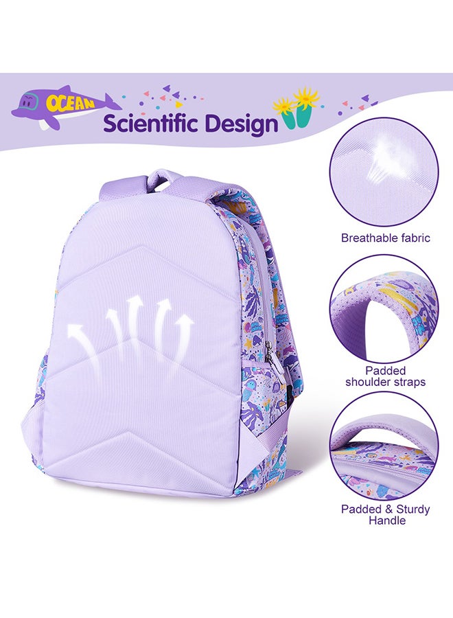 Nohoo Set Of 3 Kids 16 Inch School Bag With Lunch Bag And Pencil Case - Mermaid - Purple - Image 3