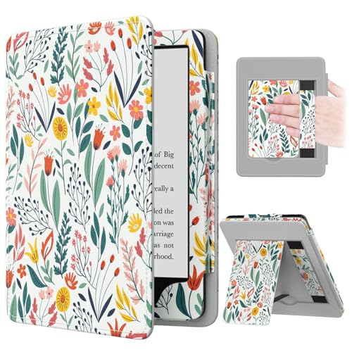 MoKo Case for 6.8" Kindle Paperwhite(11th Generation-2021) and Kindle Paperwhite Signature Edition, Slim PU Shell Cover Case with Auto-Wake/Sleep for Kindle Paperwhite 2021 E-Reader, Flowers - Image 1