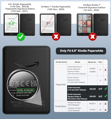 MoKo Case for 6.8" Kindle Paperwhite(11th Generation-2021) and Kindle Paperwhite Signature Edition, Slim PU Shell Cover Case with Auto-Wake/Sleep for Kindle Paperwhite 2021 E-Reader, Flowers - Image 2