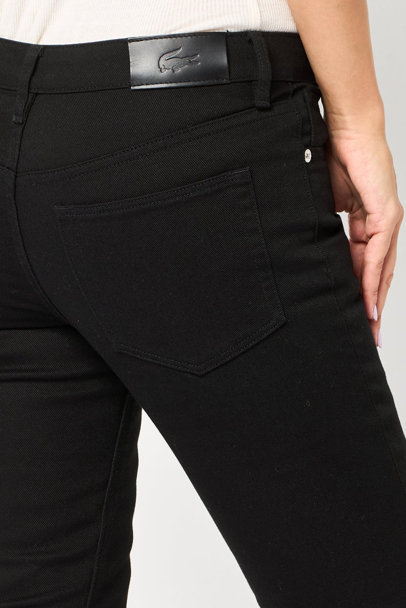 LACOSTE Women Slim Fit Solid Stretchable Denim Jeans, Black - Image 3