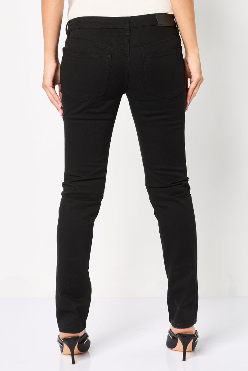 LACOSTE Women Slim Fit Solid Stretchable Denim Jeans, Black - Image 4