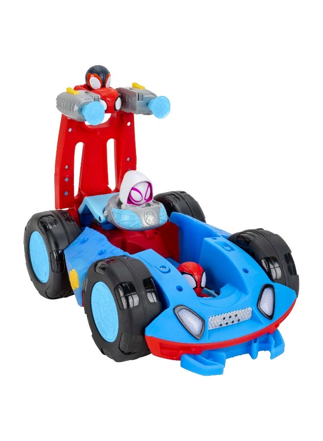 MARVEL سيارة اللعب الفاخرة سبايدي وأصدقائه مع ميزة الفليب والكشف مع الأضواء والأصوات | مارفل | سبايدرمان | سيارة لعبة | سيارة جمع | ألعاب قابلة للجمع | تشجع على اللعب الخيالي وتطوير المهارات الحركية | هدية للأطفال والرضع - Image 1