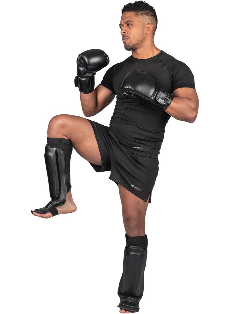 Sanabul Essential Kickboxing Shin Guards – Pro-Tested, Versatile MMA, Muay Thai & Kickboxing Shin Pads, Comfort & Mobility, Black L/XL - Image 5