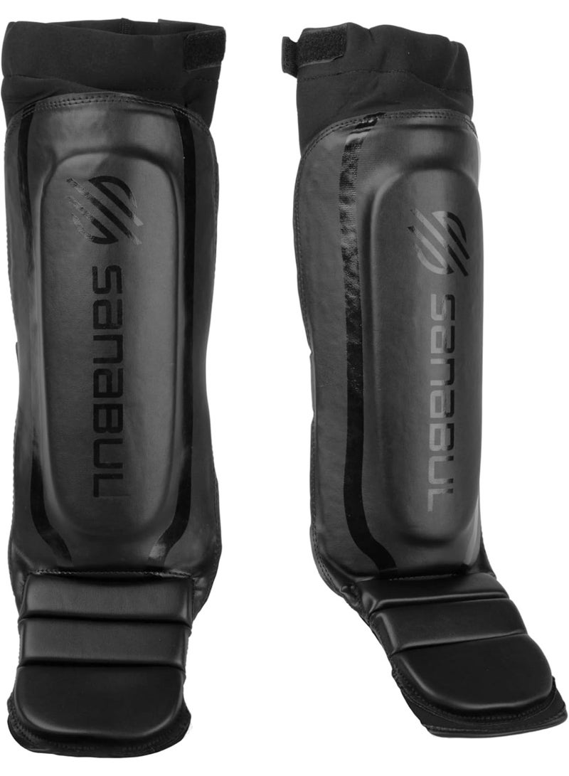 Sanabul Essential Kickboxing Shin Guards – Pro-Tested, Versatile MMA, Muay Thai & Kickboxing Shin Pads, Comfort & Mobility, Black L/XL - Image 1