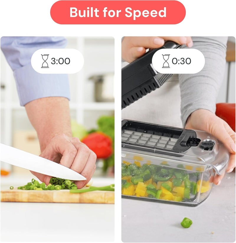 Fullstar Vegetable Chopper - Spiralizer Vegetable Slicer - Onion Chopper with Container - Pro Food Chopper - Slicer Dicer Cutter - (4 in 1, Clear) - Image 3