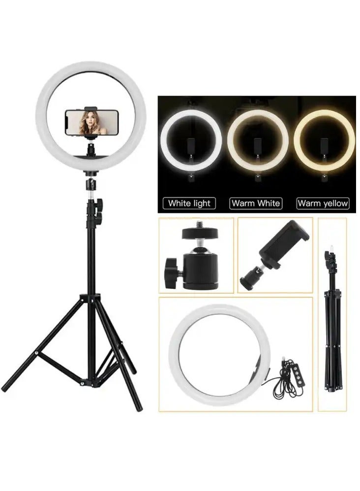 12 inch LED Ring Light With Tripod Stand And Phone Holder Black - Image 3