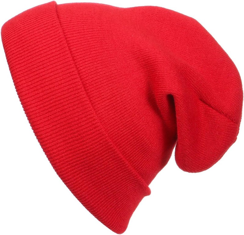 Cap911 Unisex Plain 12 inch Long Beanie - Many Colors Fire Red