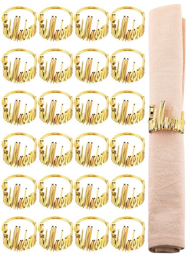 FillTouch 24 Set Ramadan Napkin Rings Eid Mubarak Kareem Letter Metal Napkin Holder Muslim Alphabet Buckles Table Decor for Islamic Party(Gold,Eid Mubarak) - Image 1