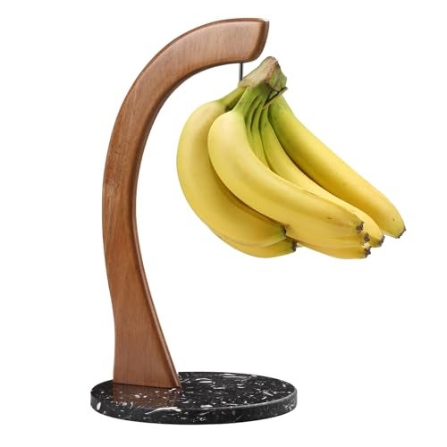 everous Banana Holder, Marble Banana Stand With Stainless Steel Hook None slip banana holder banana rack banana tree stable banana hanger - Image 1
