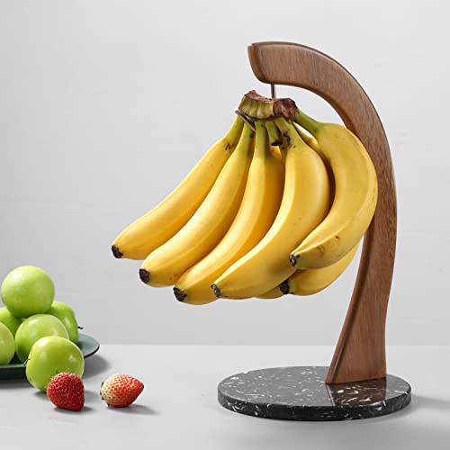 everous Banana Holder, Marble Banana Stand With Stainless Steel Hook None slip banana holder banana rack banana tree stable banana hanger - Image 5