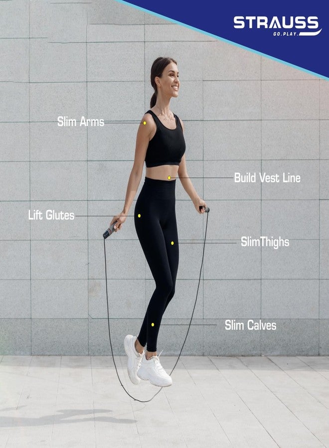 Strauss Skipping Rope | Skipping Rope for Women, Men & Kids | Fitness Exercise Equipment | Jumping Rope for Gym, Exercise, Training, Workout & Weight Loss|, (Grey) - Image 3