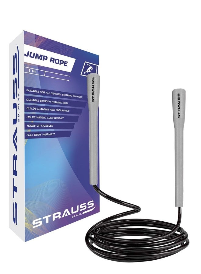 Strauss Skipping Rope | Skipping Rope for Women, Men & Kids | Fitness Exercise Equipment | Jumping Rope for Gym, Exercise, Training, Workout & Weight Loss|, (Grey) - Image 2