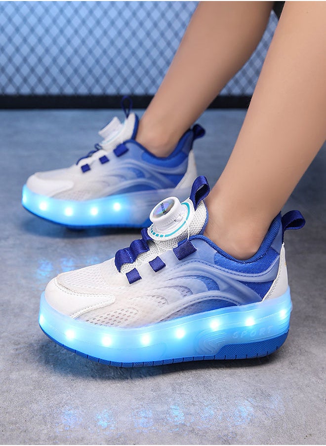 Generic - Unisex Kids Roller Skates Shoes USB Charging, Girls Boys LED Roller Skate Shoes with Double Wheels Retractable Technical Skateboarding - Image 1