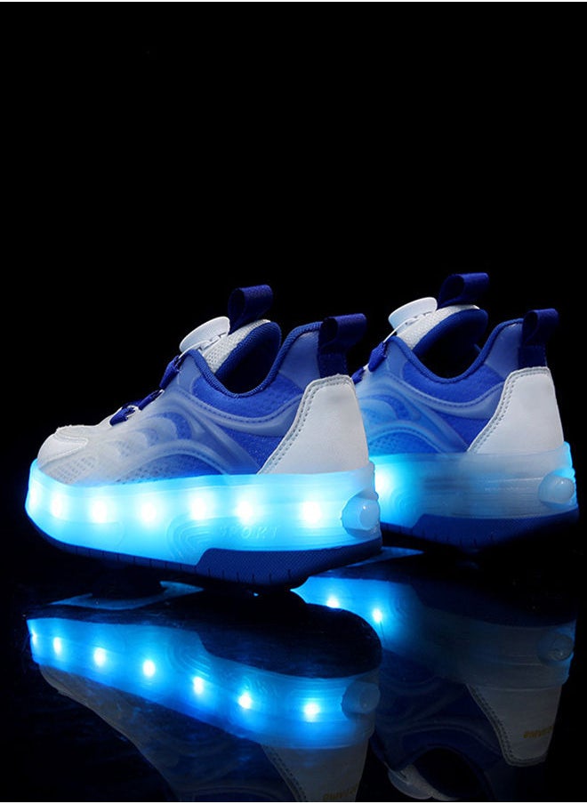 Generic - Unisex Kids Roller Skates Shoes USB Charging, Girls Boys LED Roller Skate Shoes with Double Wheels Retractable Technical Skateboarding - Image 1