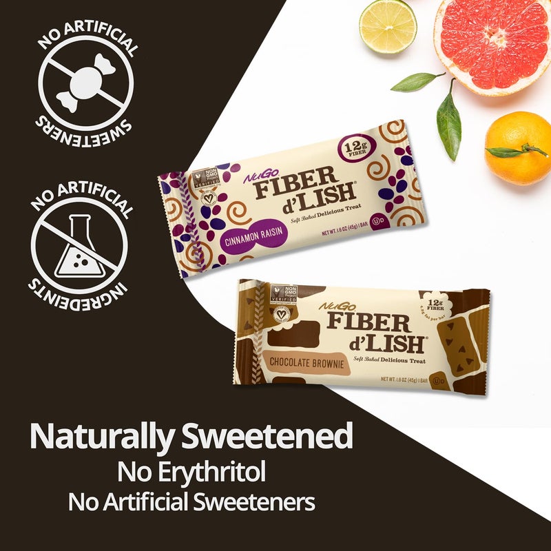 NuGO Fiber dLish Cinnamon Raisin 12g High Fiber Vegan 150 Calories 16 Ounce  16 CountPack of 1 - Image 4