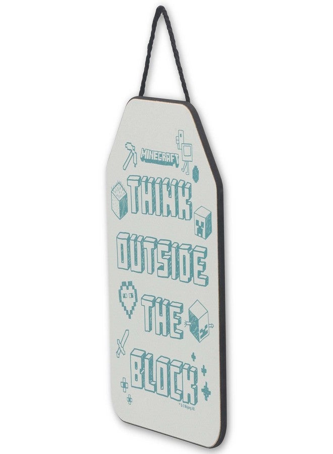Open Road Brands Minecraft Think Outside the Block Hanging Wood Wall Decor - Fun Minecraft Sign for Bedroom or Game Room - Image 2