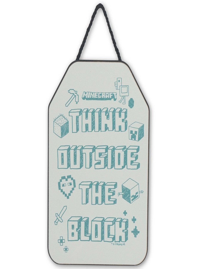 Open Road Brands Minecraft Think Outside the Block Hanging Wood Wall Decor - Fun Minecraft Sign for Bedroom or Game Room - Image 1
