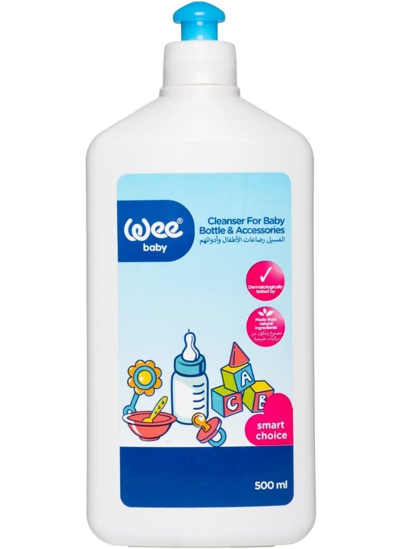 Wee Baby Natural Baby Liquid Cleanser (Powered By Plants) Cleanser For Baby Bottles, Nipples, Teats & Accessories And Toys, Fragrance Free - pH Neutral  500Ml - Image 1