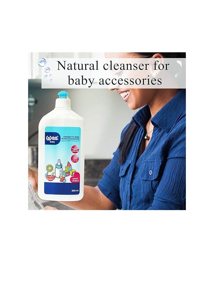 Wee Baby Natural Baby Liquid Cleanser (Powered By Plants) Cleanser For Baby Bottles, Nipples, Teats & Accessories And Toys, Fragrance Free - pH Neutral  500Ml - Image 2