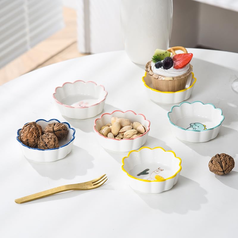SHFTI Creative Cute Cartoon Ceramic Plate, Household Sauce Dish, Flavor Dish, Vinegar Dish, Seasoning Dish, Soy Sauce Dish, Snack Dish.(Bowl_ L) (Pack of 12) - Image 5
