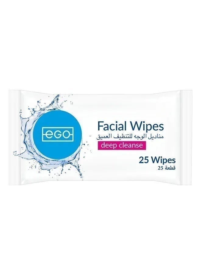 Ego Facial Wipes, Deep Cleanse,25 Pcs, China
