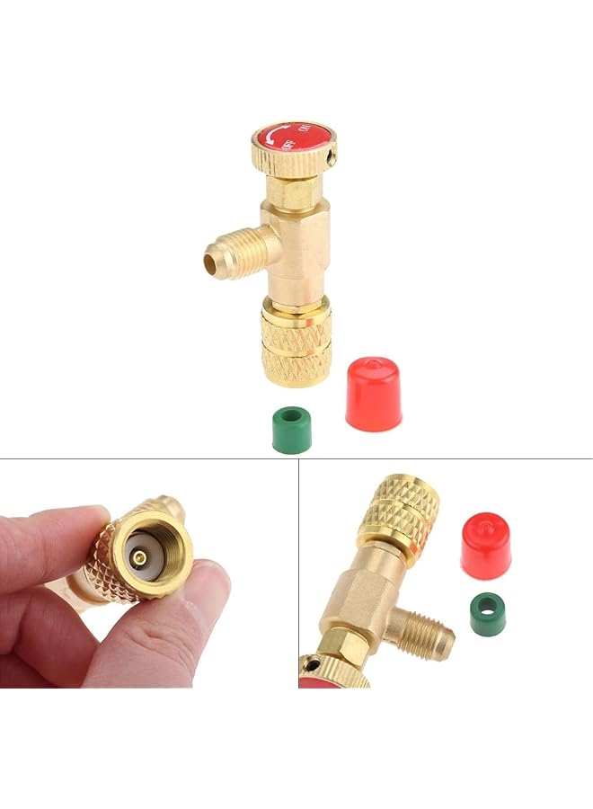 أكس سبرينج صمام تبريد زنبركي، قطعتان من محولات شحن R12 وR22 وR410A، صمامات كروية مزدوجة الحجم، مقاس 1/4 بوصة ذكر إلى 1/4 بوصة أنثى، و1/4 بوصة ذكر إلى 5/16 بوصة أنثى، لمقاييس مشعب التيار المتردد، وأدوات التبريد. - Image 5