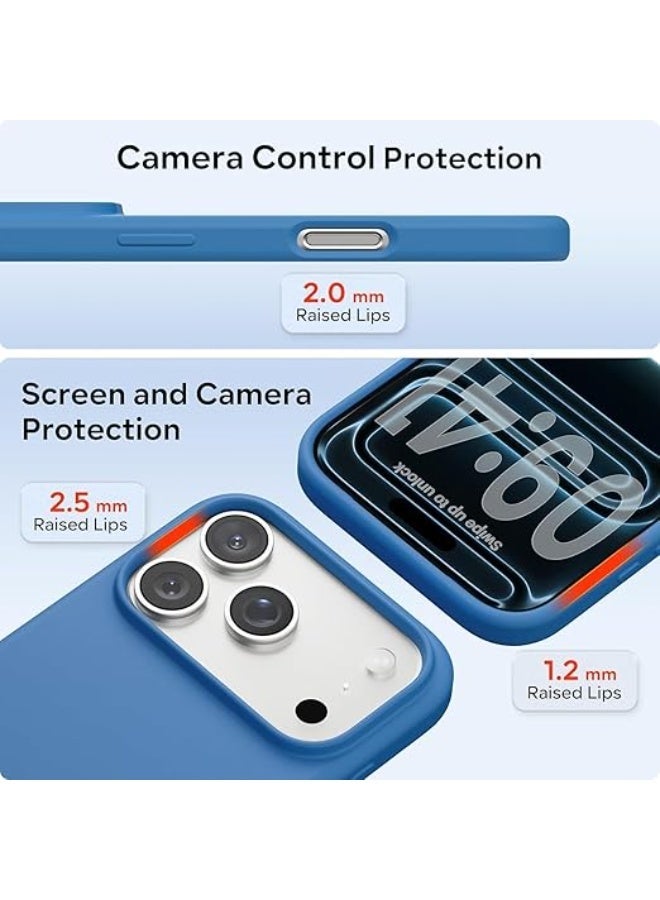 Compatible with iPhone 17 Pro Max Case 6.9", Slim Liquid Silicone Soft Gel Rubber Shockproof Protective Cover with Anti-Scratch Microfiber Lining (ice Blue) - Image 4