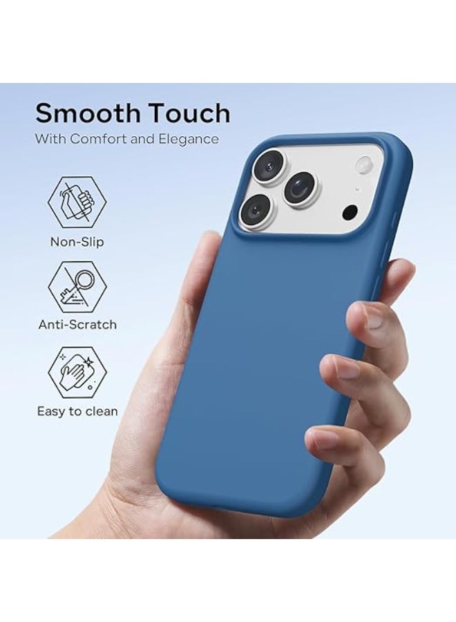 Compatible with iPhone 17 Pro Max Case 6.9", Slim Liquid Silicone Soft Gel Rubber Shockproof Protective Cover with Anti-Scratch Microfiber Lining (ice Blue) - Image 3
