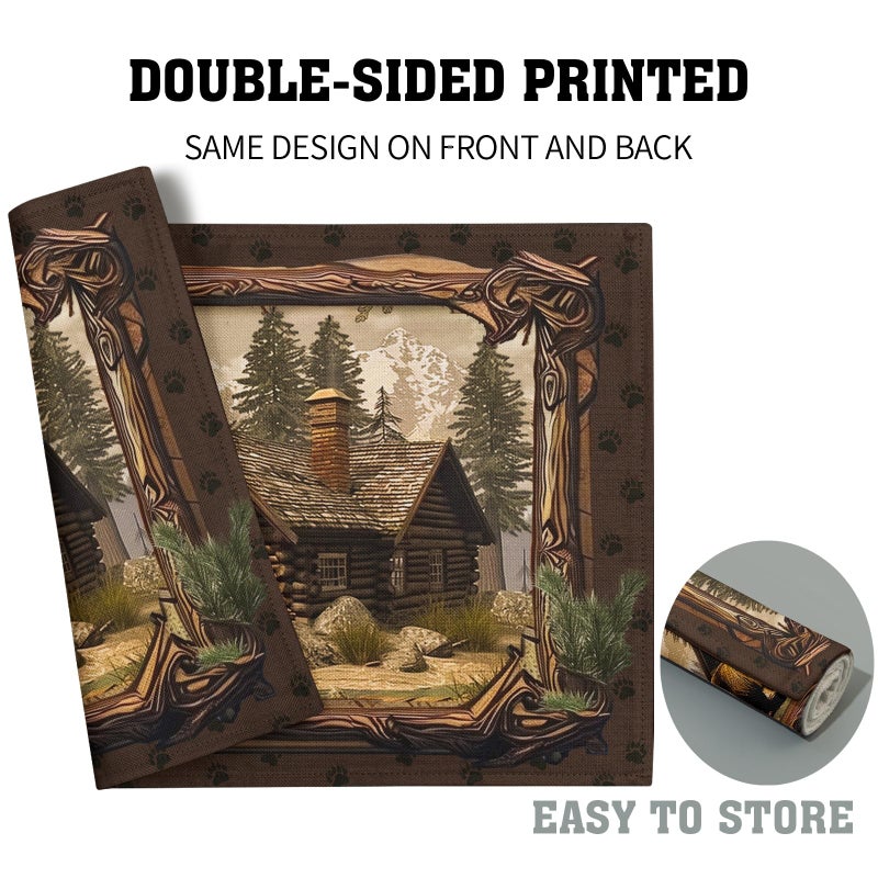 Granbey Bear Placemats Set of 4 - Lodge Cabin Place Mats 12x18 Inch Rustic Farmhouse Wild Animal Table Mats Country Woodland Kitchen Mats for Dining Table - Image 5