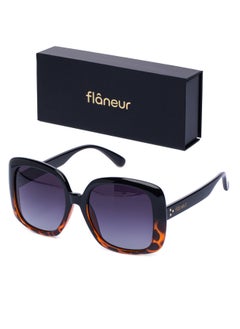 flâneur Stylish Polarized Square Framed Sunglasses For Women and Men Black  - Image 1