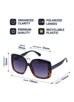 flâneur Stylish Polarized Square Framed Sunglasses For Women and Men Black  - Image 5