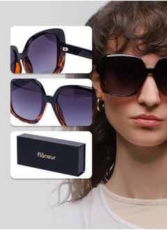 flâneur Stylish Polarized Square Framed Sunglasses For Women and Men Black  - Image 4