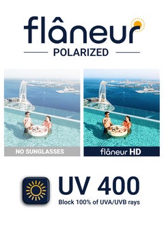 flâneur Stylish Polarized Square Framed Sunglasses For Women and Men Black  - Image 3
