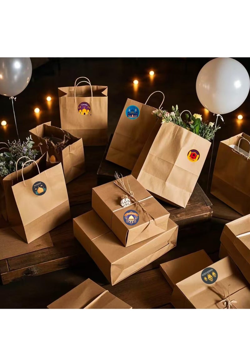 24 Pieces Kraft Paper Bag  Gift Bags with Comfortable Handle and Ramadan Kareem Decorative Stickers (Random 24pcs) - Image 5